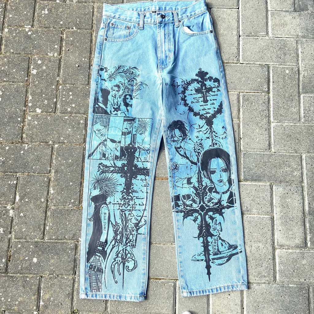 Baggy Anime Printed Denim Jeans