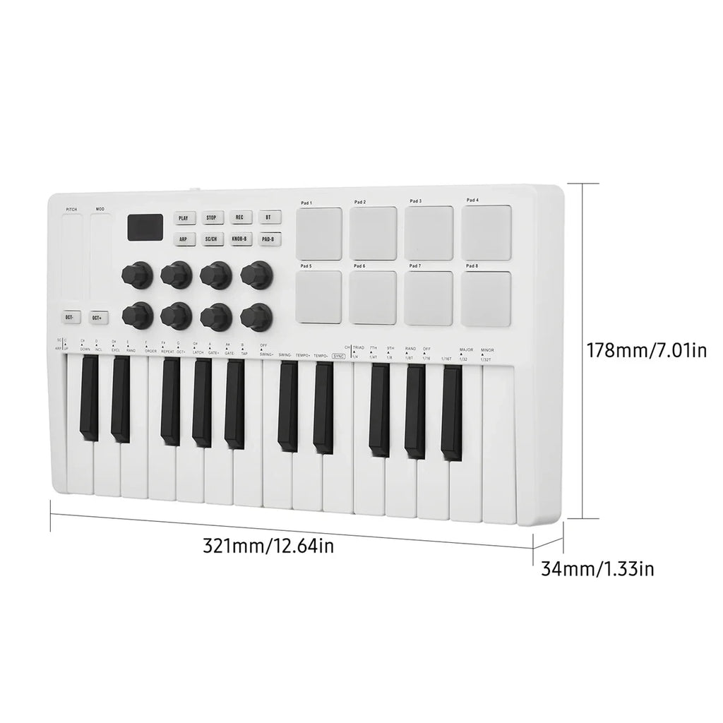 M-VAVE SMK-25 Pro MIDI Controller Wireless/USB DAW Sync | RGB Backlit