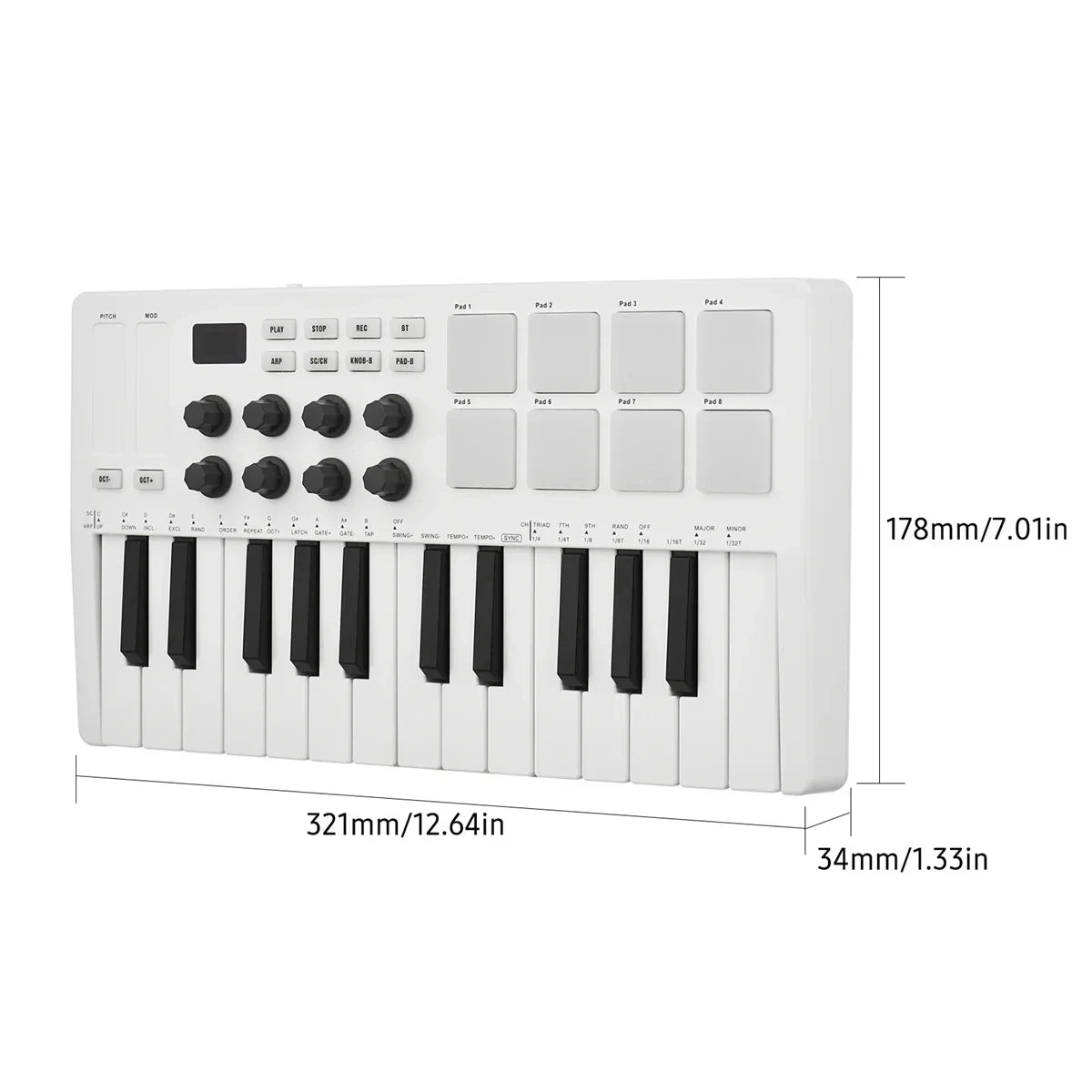 M-VAVE SMK-25 Pro MIDI Controller Wireless/USB DAW Sync | RGB Backlit