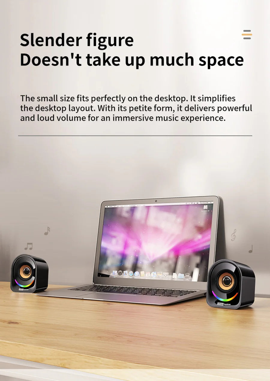 Classic Small Portable Wired Desktop Speakers by Lenovo