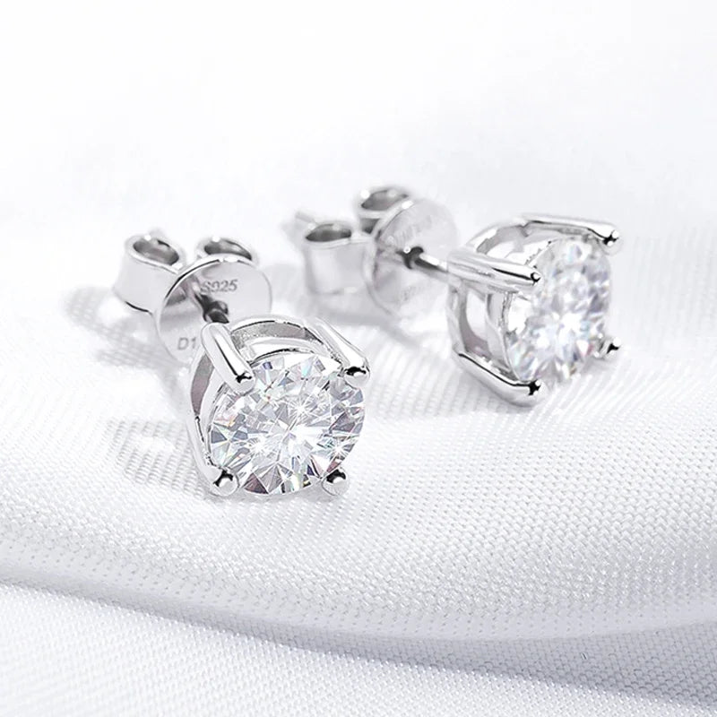 925 Silver Platinum Plated Moissanite Diamond Earrings (0.1-3CT)
