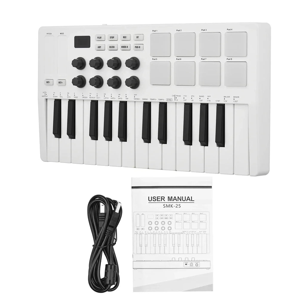 M-VAVE SMK-25 Pro MIDI Controller Wireless/USB DAW Sync | RGB Backlit