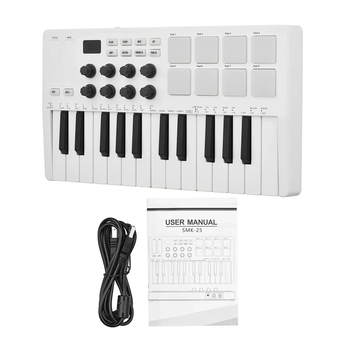 M-VAVE SMK-25 Pro MIDI Controller Wireless/USB DAW Sync | RGB Backlit