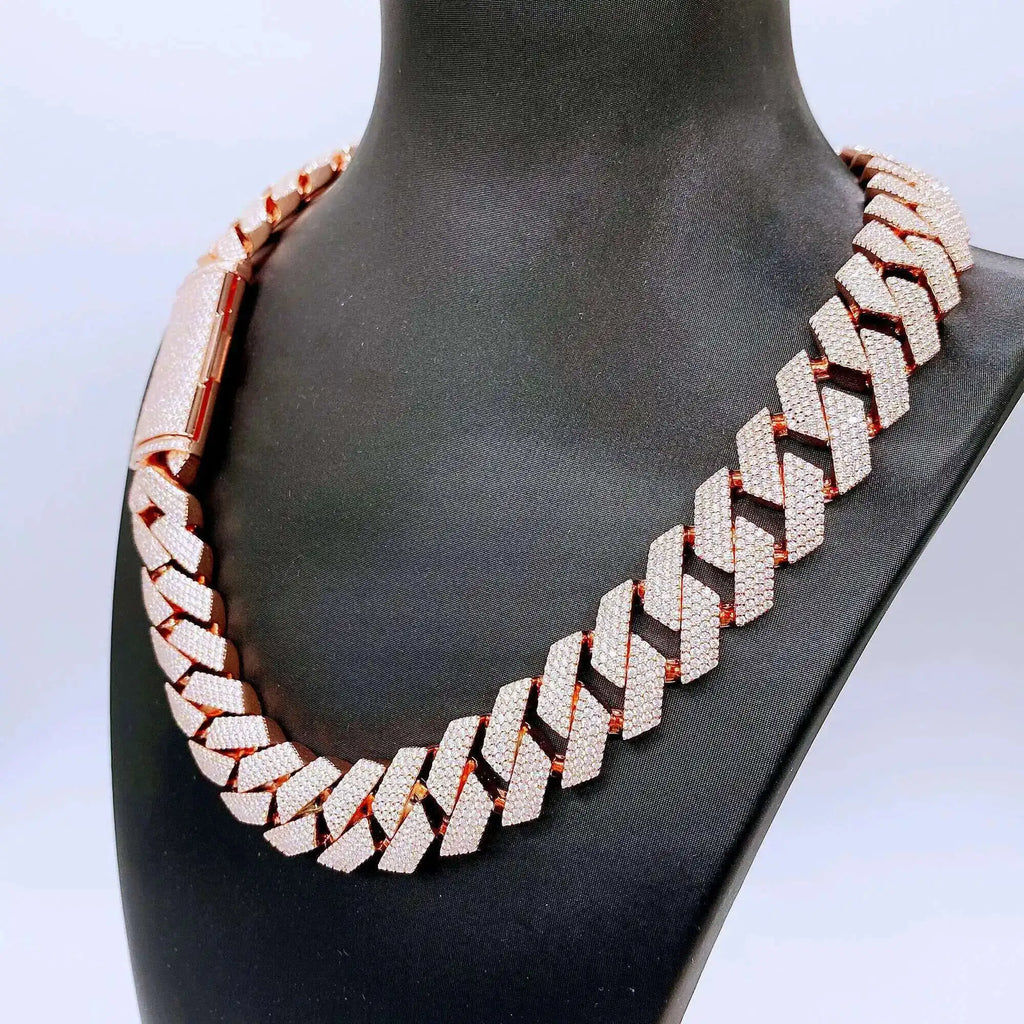 Iced Out VVS Moissanite Diamond Silver Cuban Link Chain