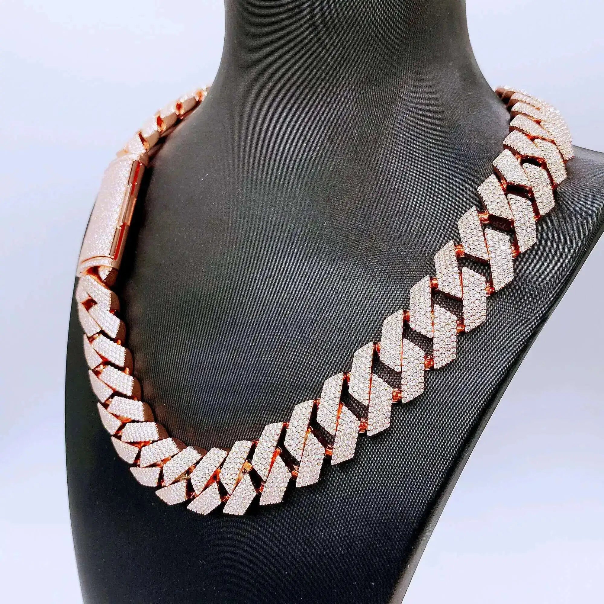 Iced Out VVS Moissanite Diamond Silver Cuban Link Chain