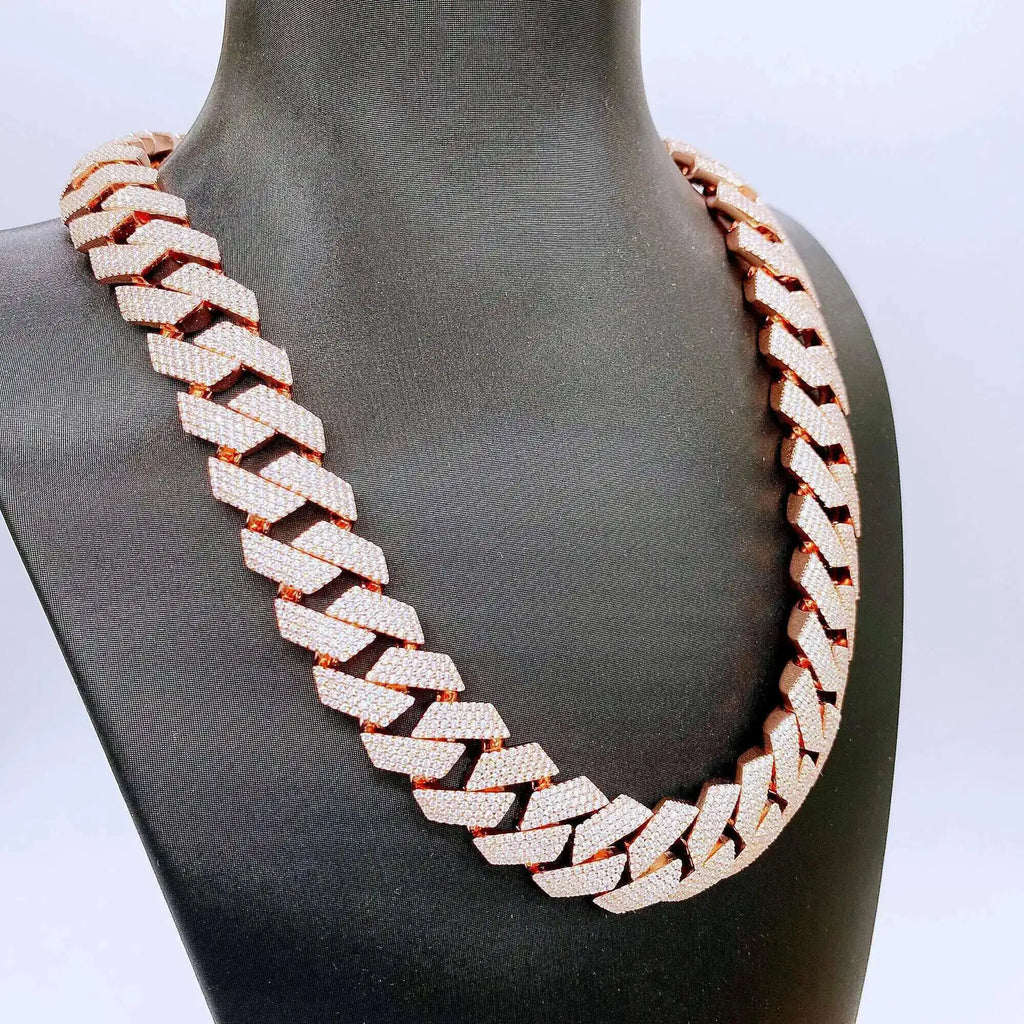 Iced Out VVS Moissanite Diamond Silver Cuban Link Chain