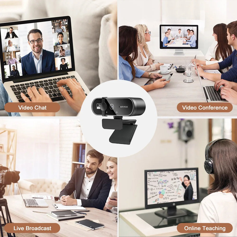 Lenovo 4K/2K/HD Mini Webcam With Microphone and Auto Focus