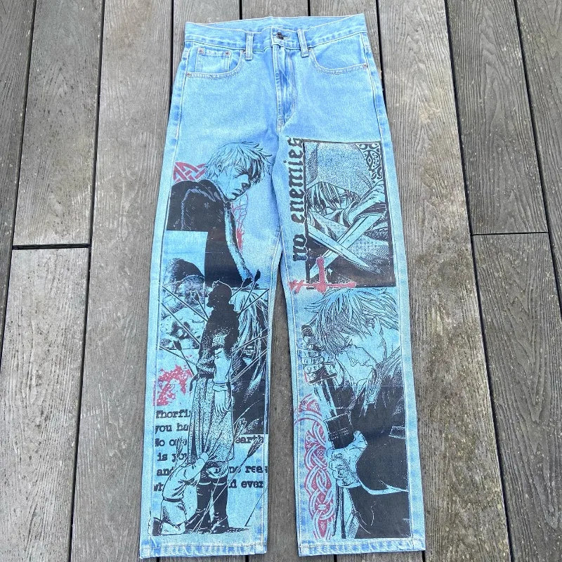 Baggy Anime Printed Denim Jeans