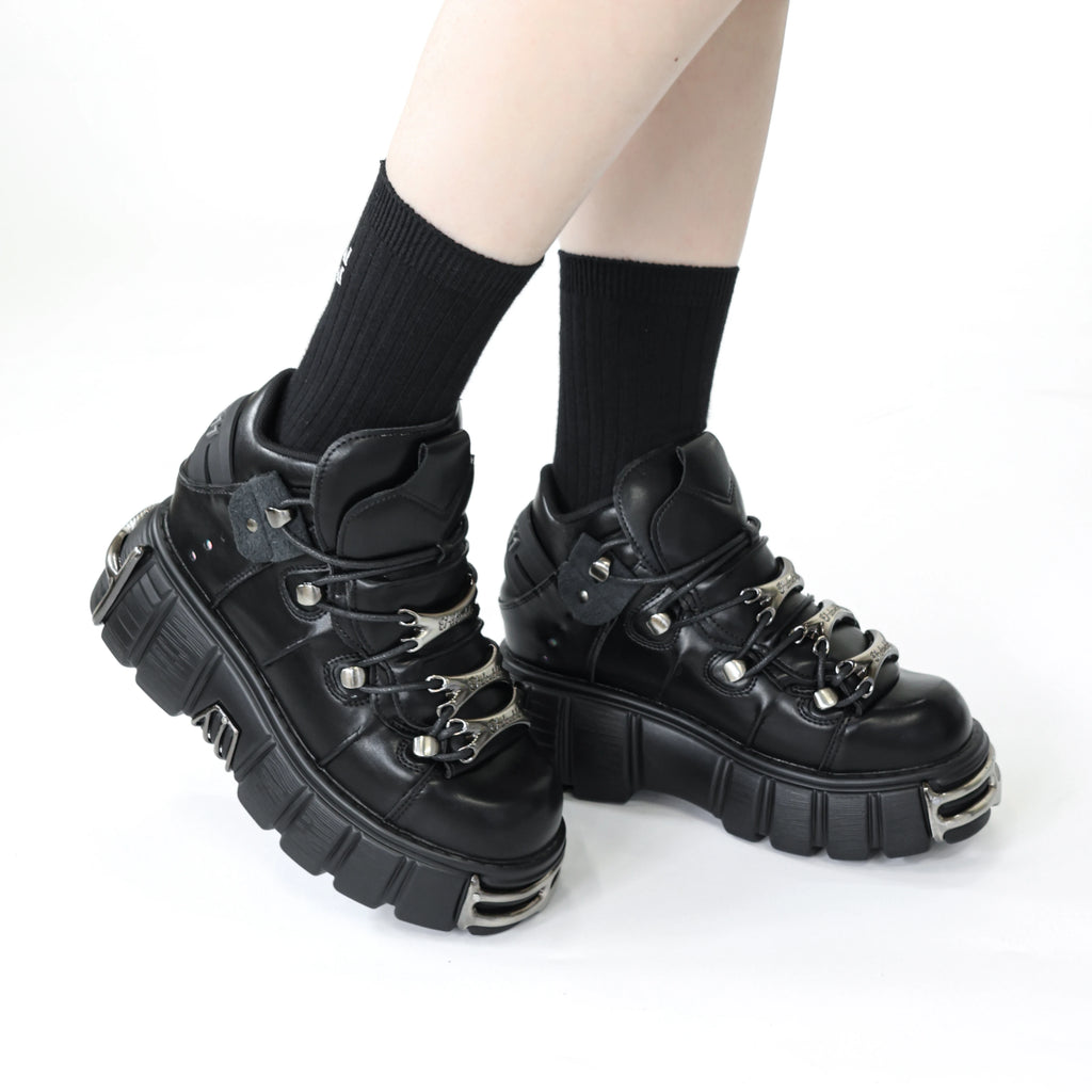 Women's Punk Styled Laced-up High Heeled Platform Boots