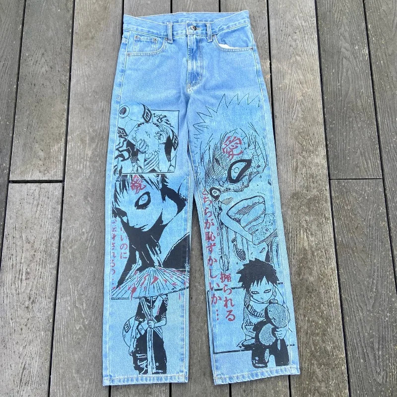 Baggy Anime Printed Denim Jeans