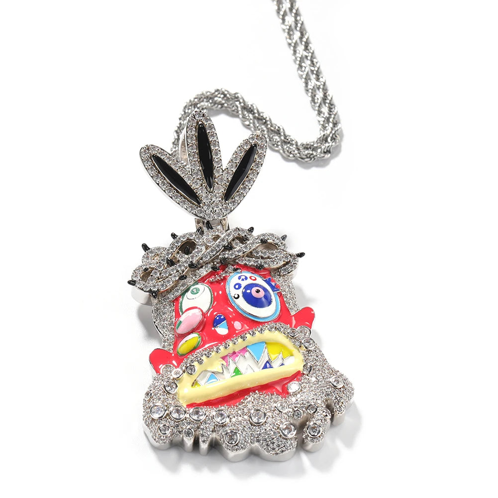 Iced-Out Travis Scott Ghost Pendant Necklace